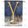 Santa Is Coming Monogram House Flag