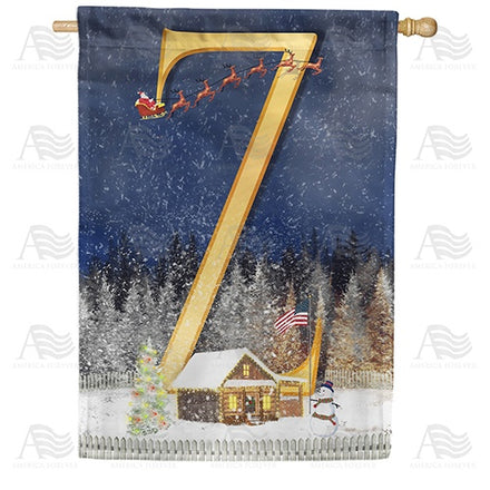 Santa Is Coming Monogram House Flag