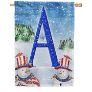 Uncle Snowman Monogram House Flag