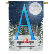 Winter Moon Monogram House Flag