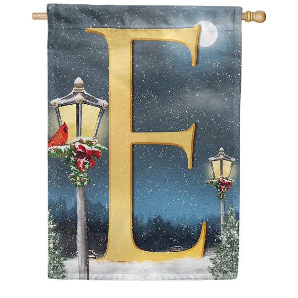 Winter Lamp Warmth Monogram House Flag