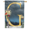 Winter Lamp Warmth Monogram House Flag