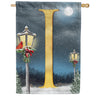 Winter Lamp Warmth Monogram House Flag