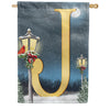 Winter Lamp Warmth Monogram House Flag