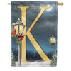 Winter Lamp Warmth Monogram House Flag