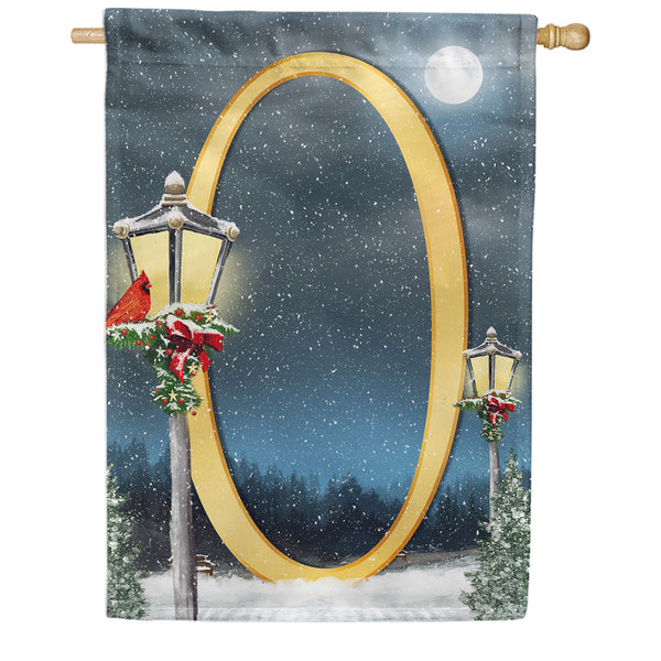 Winter Lamp Warmth Monogram House Flag