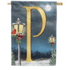 Winter Lamp Warmth Monogram House Flag