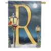 Winter Lamp Warmth Monogram House Flag