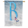 Polar Bear Snow Family Monogram House Flag