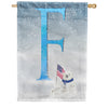 Polar Bear Snow Family Monogram House Flag