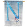 Polar Bear Snow Family Monogram House Flag