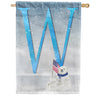 Polar Bear Snow Family Monogram House Flag