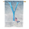 Polar Bear Snow Family Monogram House Flag