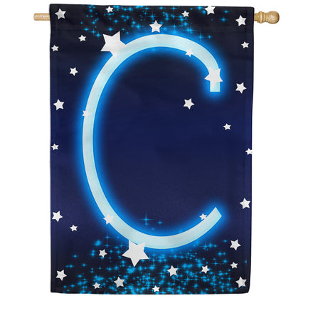 New Year Starlight Monogram House Flag