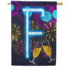 New Year Cheers Monogram House Flag