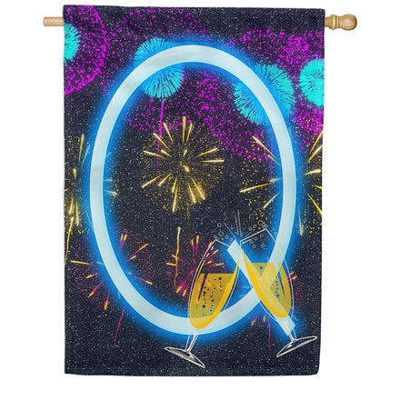 New Year Cheers Monogram House Flag