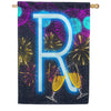 New Year Cheers Monogram House Flag