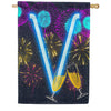 New Year Cheers Monogram House Flag