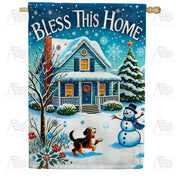 Bless This Home Winter House Flag