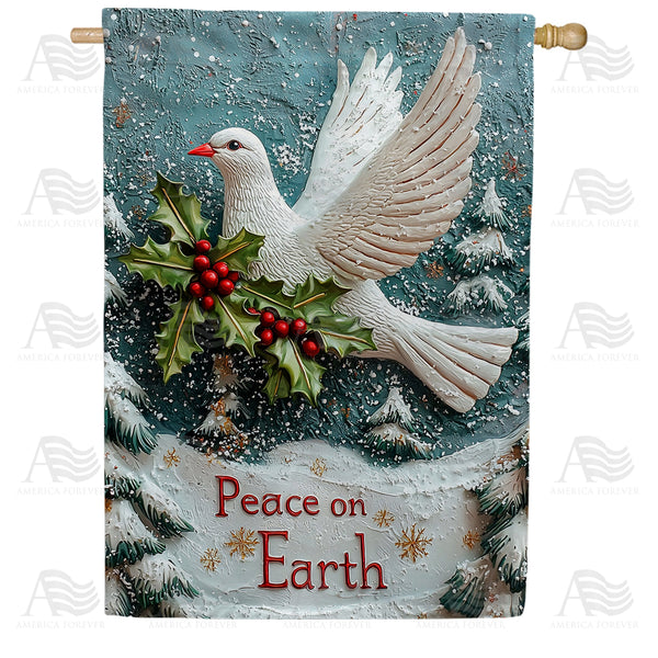 Peace on Earth Dove Christmas House Flag