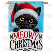 Cat Meowy Christmas House Flag