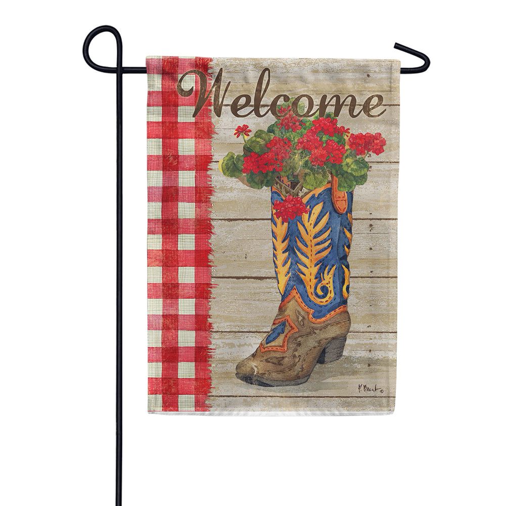 Toland Garden Flag - Welcome Boots