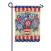 Toland Patriotic Flowers Garden Flag