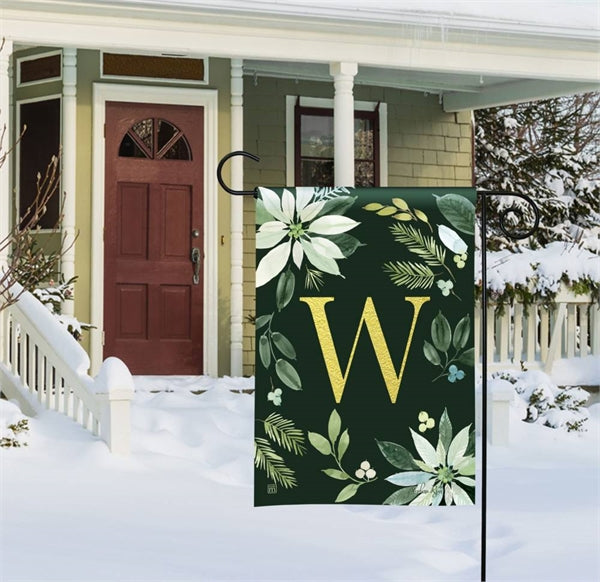 Poinsettia Joy Mono W Garden Flag