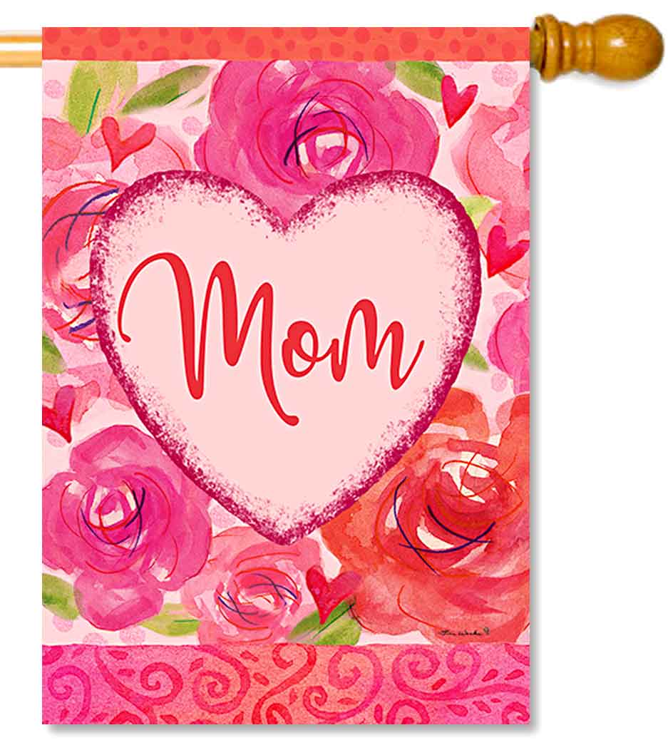 Mom Heart House Flag