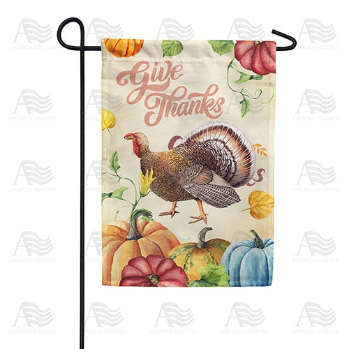 Give Thanks Watercolor Garden Flag