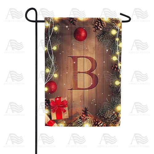 Wood Panel Lights - Monogram B Garden Flag