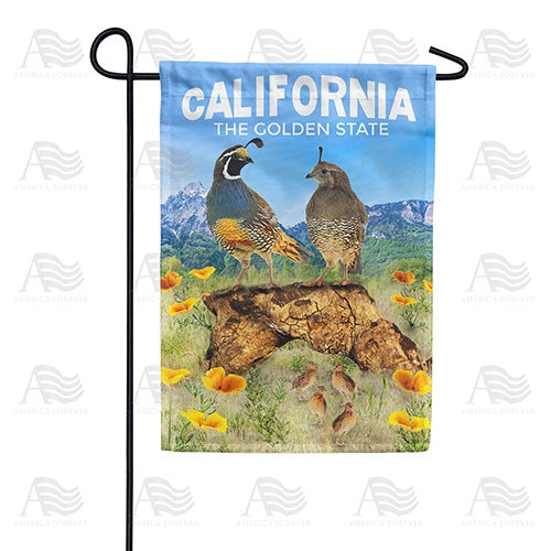 California Quail Family Garden Flag