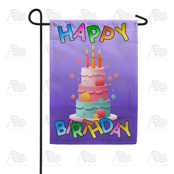 Three Tier Birthday Cake Garden Flag