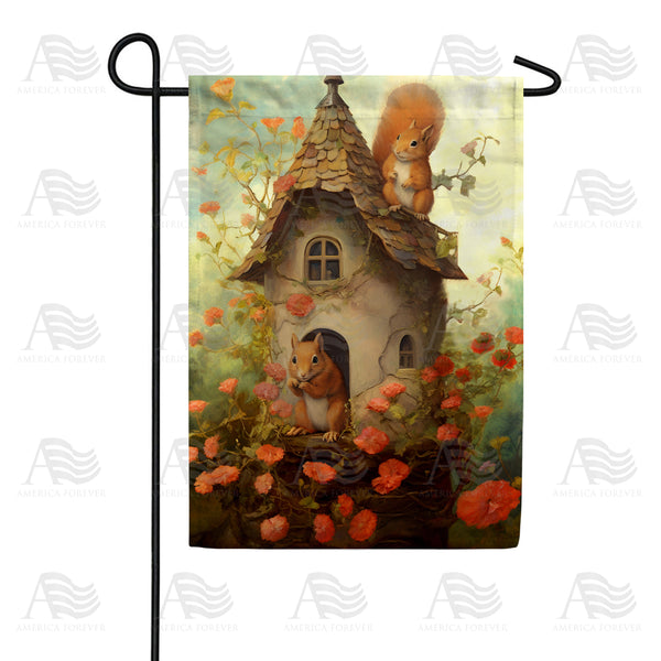 Squirrel Home Garden Flag