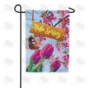 Hello Spring Tulips Garden Flag