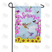 Hummingbirds and Spring Flowers Garden Flag