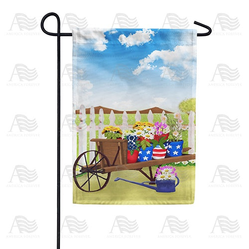 Spring Flowers Wheelbarrow Garden Flag