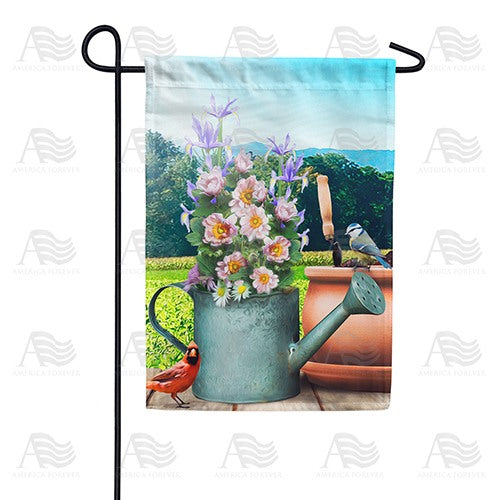 Watering Can Bouquet Garden Flag