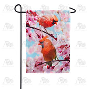 Cardinals In Cherry Tree Garden Flag