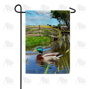 Mallard On Pond Garden Flag