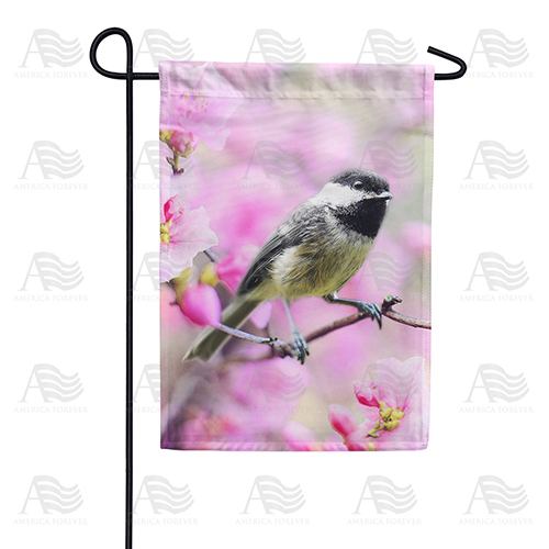 Chickadee In Apple Tree Blossoms Garden Flag