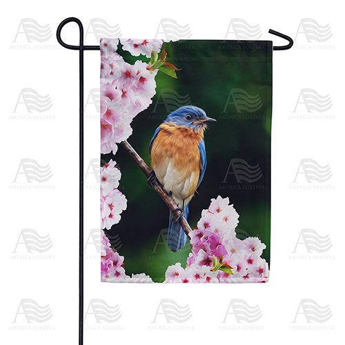 Bluebird In Cherry Tree Garden Flag