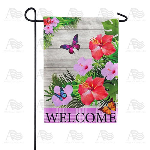 Hibiscus Welcome Garden Flag