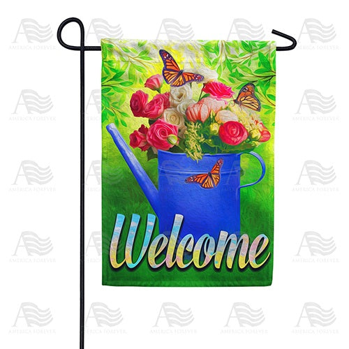 Blooming Water Can Garden Flag