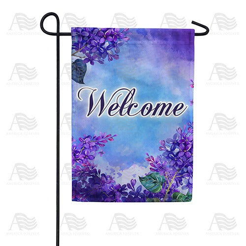 Purple Flower Welcome Garden Flag