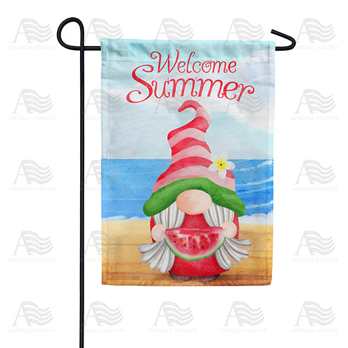 Gnome At Seashore Garden Flag