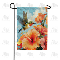 Hummingbird Amongst Hibiscus Garden Flag