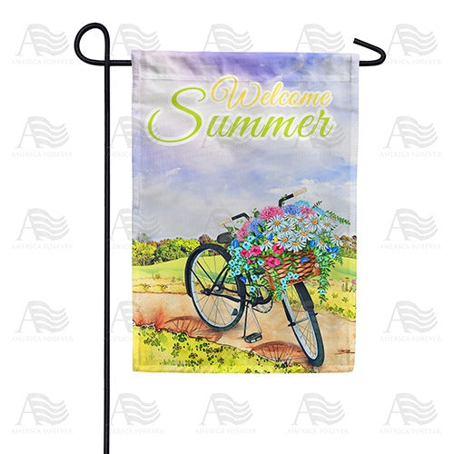 Pedaling Summer Petals Garden Flag