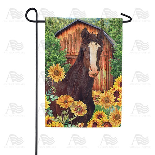 Horse loves Sunflowers Garden Flag