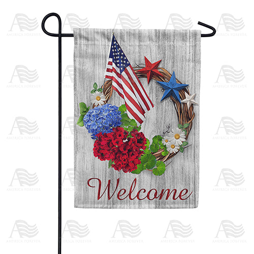 Patriotic Grapevine Wreath Garden Flag